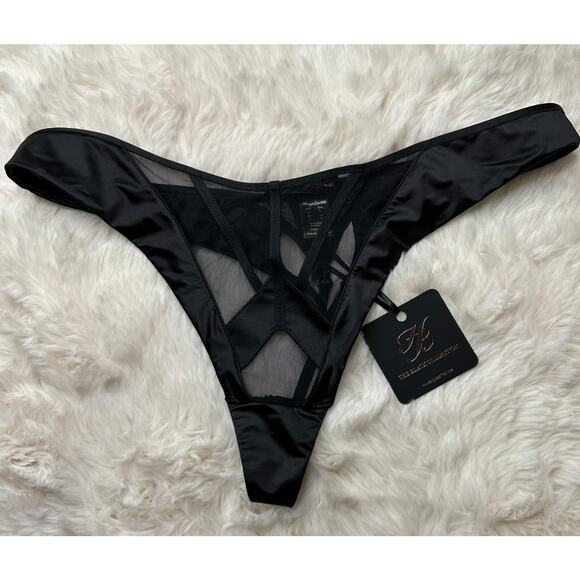 Honey Birdette VESNA🖤 Black Mesh Panel Thong Large - Picture 1 of 3
